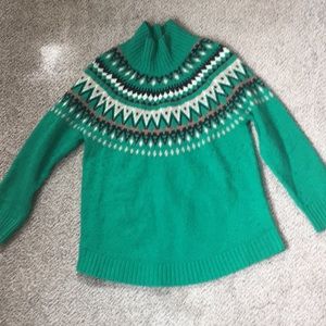 J Jill green Fair Isle sweater size M